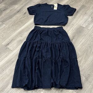Michael Kors Navy Two Piece Skirt Set Women’s Large NWT